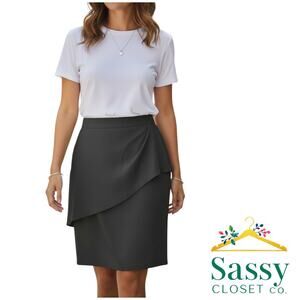 Cabi Black Ponte Knit Pencil Skirt Slim Fit High Rise Size 12 EUC